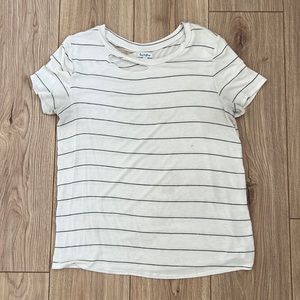 White Striped Tee with cutout